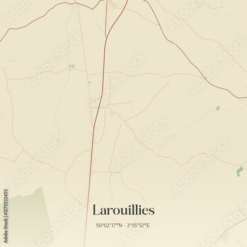 Vintage map of Larouillies, France.