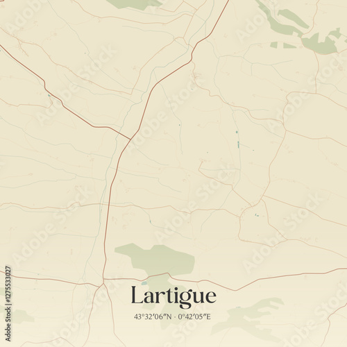 Vintage map of Lartigue, France.