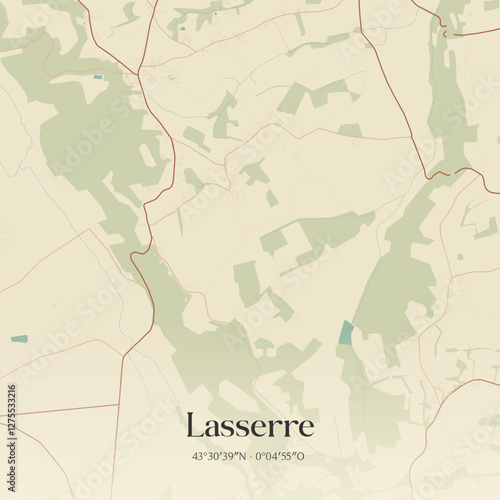 Vintage map of Lasserre, France.