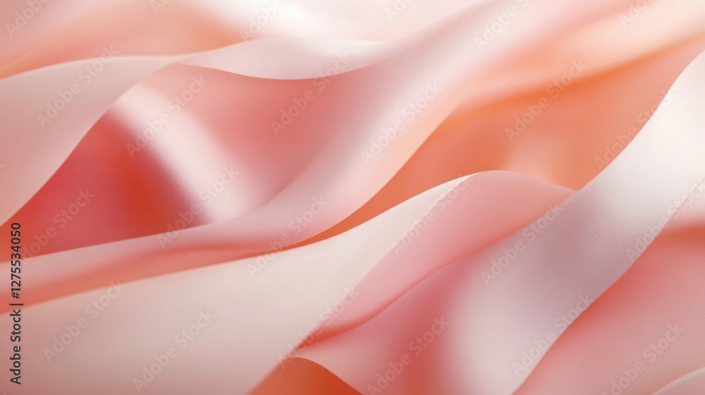 Fototapeta premium Vertical background featuring warm pale pink curves that create a soft, layered ribbon effect, adding depth and dimension.