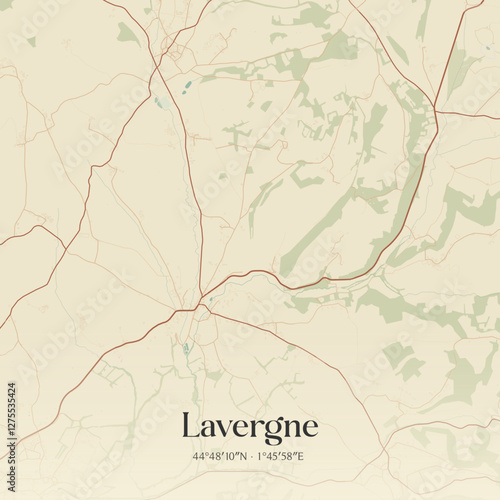 Vintage map of Lavergne, France.
