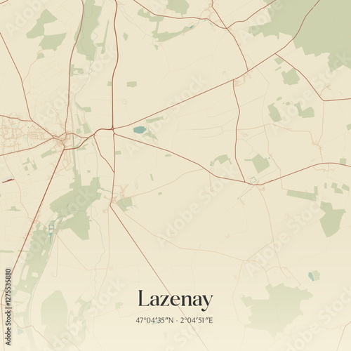 Vintage map of Lazenay, France.