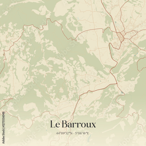 Vintage map of Le Barroux, France.