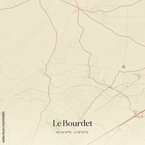 Vintage map of Le Bourdet, France.