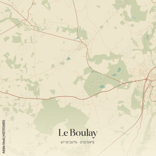 Vintage map of Le Boulay, France.
