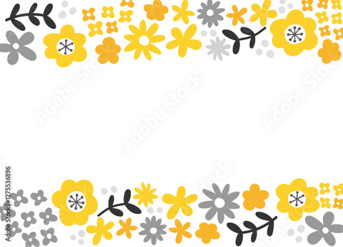 花のフレーム。結婚式やお祝いでのテンプレート素材。