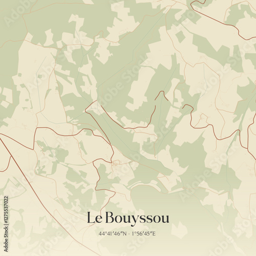 Vintage map of Le Bouyssou, France.