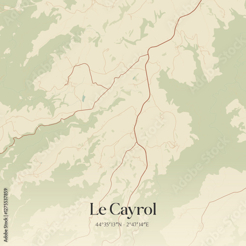 Vintage map of Le Cayrol, France.