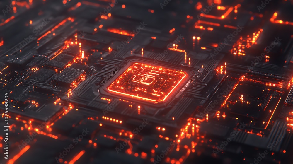 Glowing CPU, circuit board, tech, background, abstract Glowing CPU, circuit board, tech, background, abstract