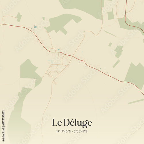 Vintage map of Le Déluge, France.