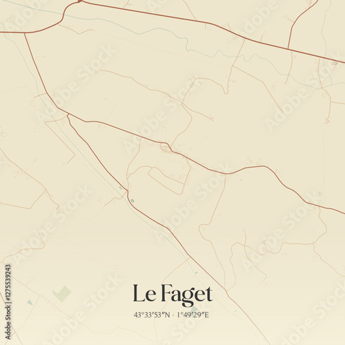 Vintage map of Le Faget, France.