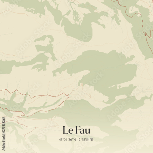 Vintage map of Le Fau, France.