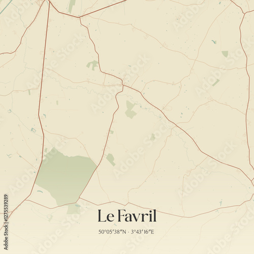 Vintage map of Le Favril, France.