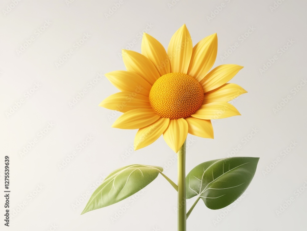 Obraz premium Bright Yellow Sunflower with Green Leaves 