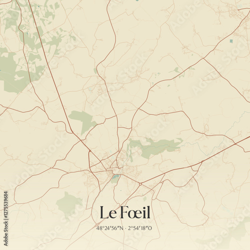 Vintage map of Le Fœil, France.