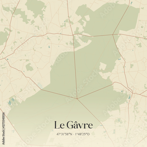 Vintage map of Le Gâvre, France.