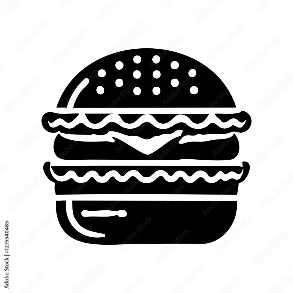Minimalist burger icon with toppings illustration Minimalist burger icon with toppings illustration