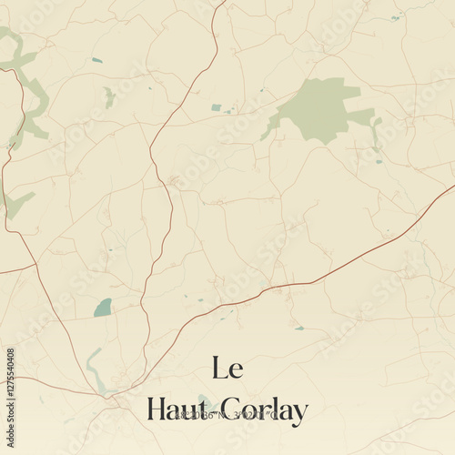 Vintage map of Le Haut-Corlay, France.