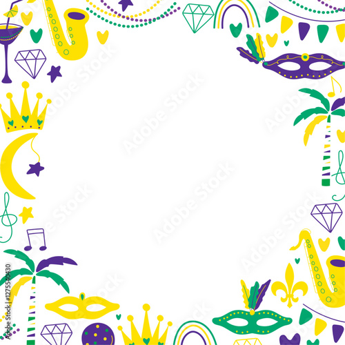 Mardi Gras carnival decorative frame