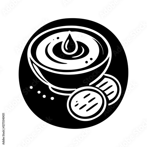 Minimalist bowl of creamy dip with crackers