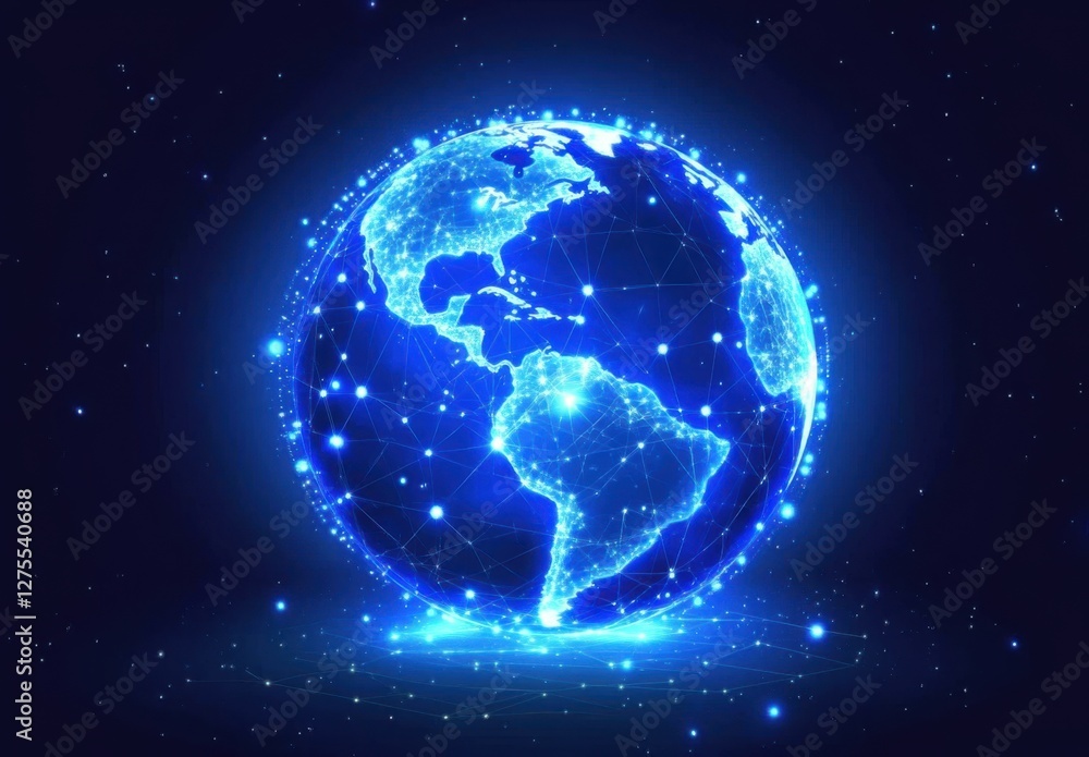 Obraz premium Planet Earth with glowing connections, global network concept