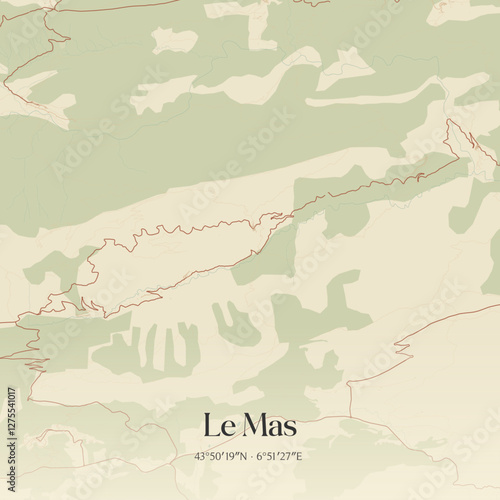 Vintage map of Le Mas, France.