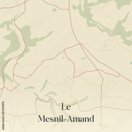 Vintage map of Le Mesnil-Amand, France.