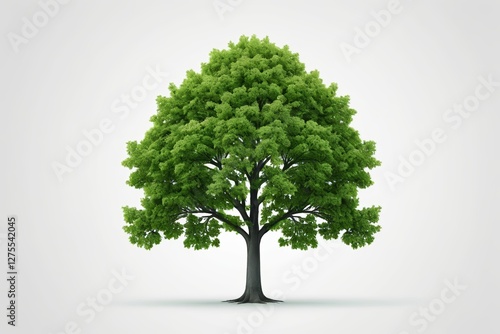 a close up of a tree with green leaves on a white background