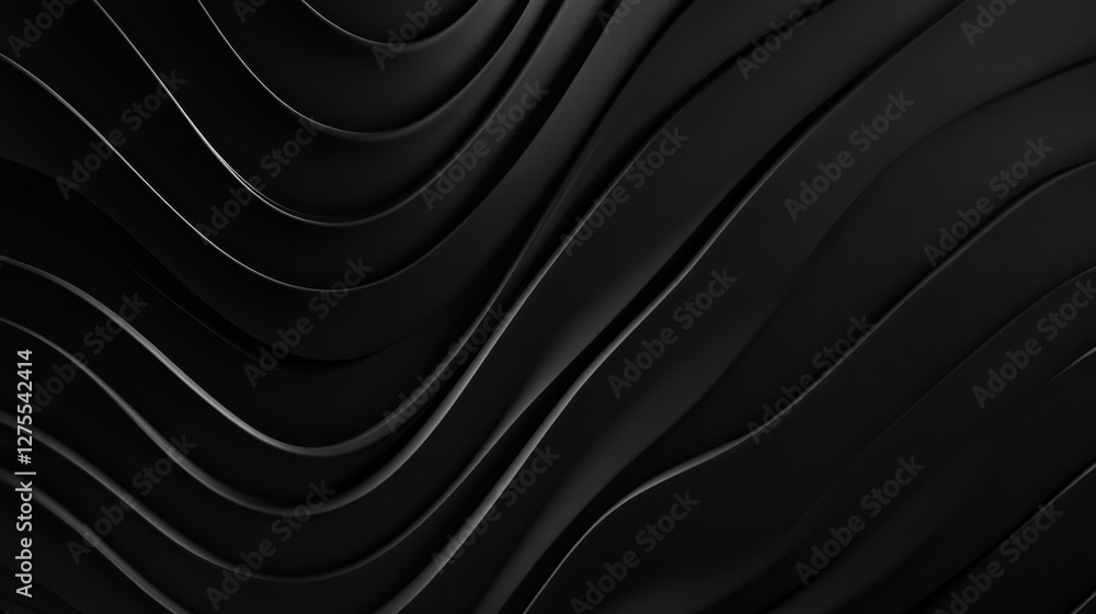 Fototapeta premium Modern Abstract Black Background with Striking Wavy Lines