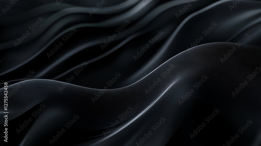 Obraz premium Striking Black Abstract Background with Smooth Modern Waves