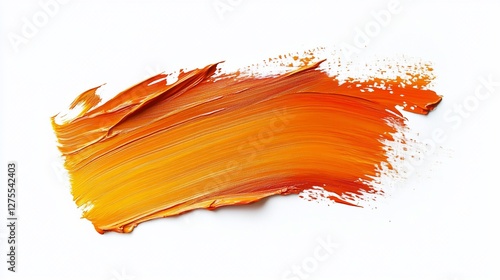 Orange paint stroke, texture, white background, design element