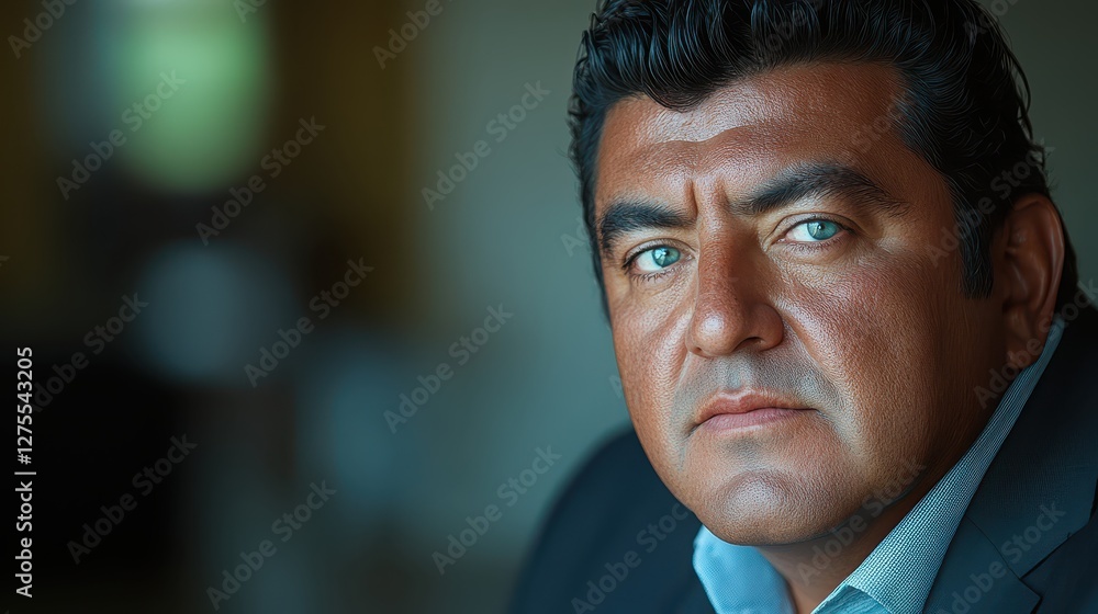 Obraz premium Confident Mature Man with Striking Blue Eyes - Portrait