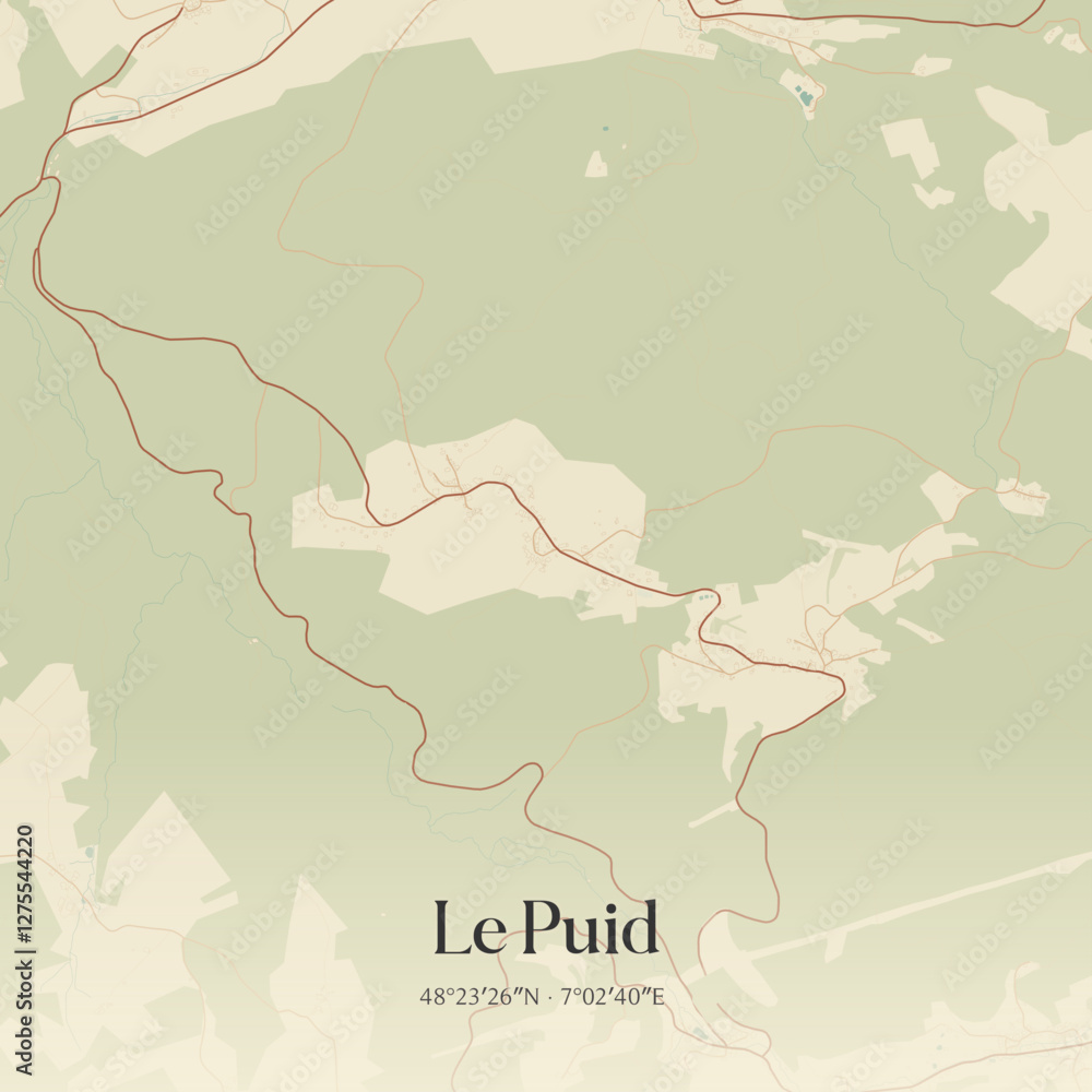 Fototapeta premium Vintage map of Le Puid, France.