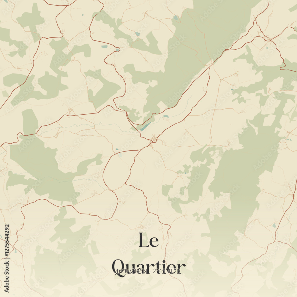 Obraz premium Vintage map of Le Quartier, France.