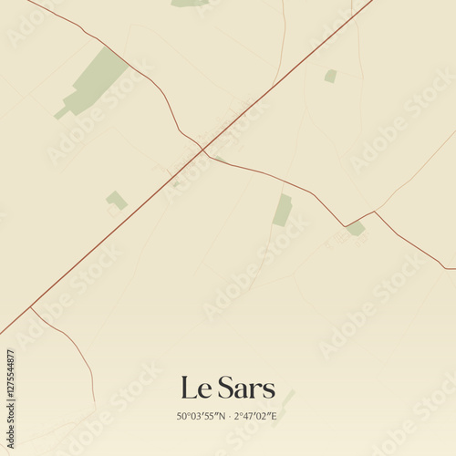 Vintage map of Le Sars, France.