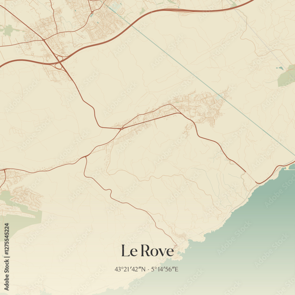 Obraz premium Vintage map of Le Rove, France.