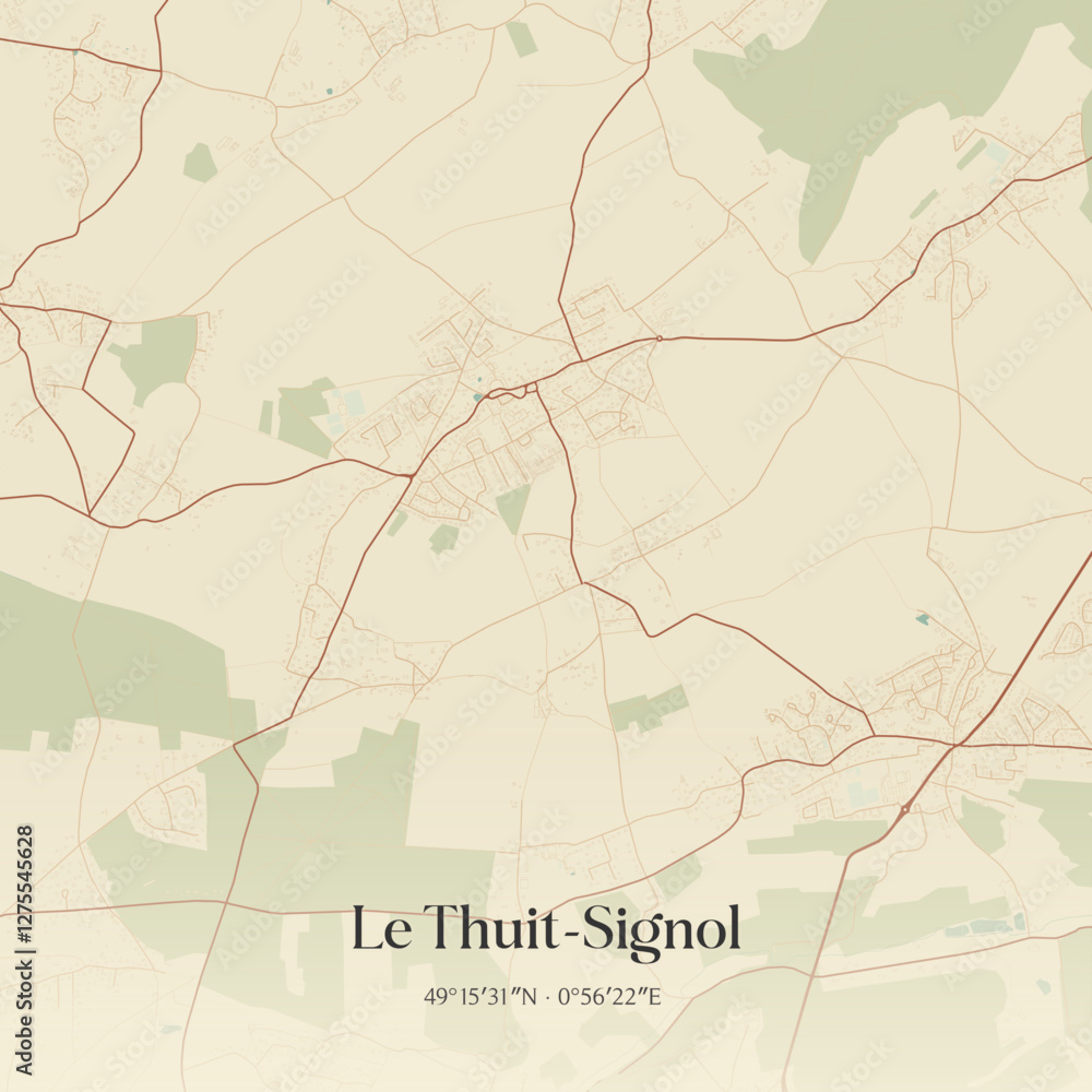Fototapeta premium Vintage map of Le Thuit-Signol, France.