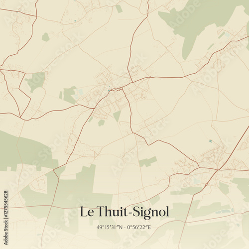 Vintage map of Le Thuit-Signol, France.
