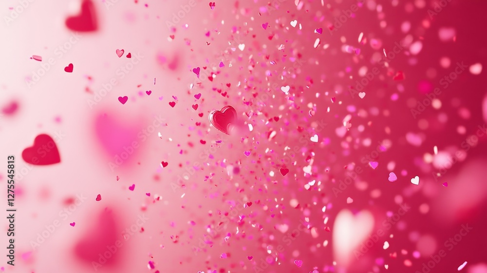 Vibrant Hearts Floating in a Delicate Pink Backdrop Vibrant Hearts Floating in a Delicate Pink Backdrop