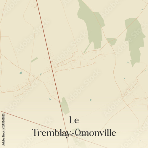 Vintage map of Le Tremblay-Omonville, France.