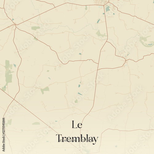 Vintage map of Le Tremblay, France.