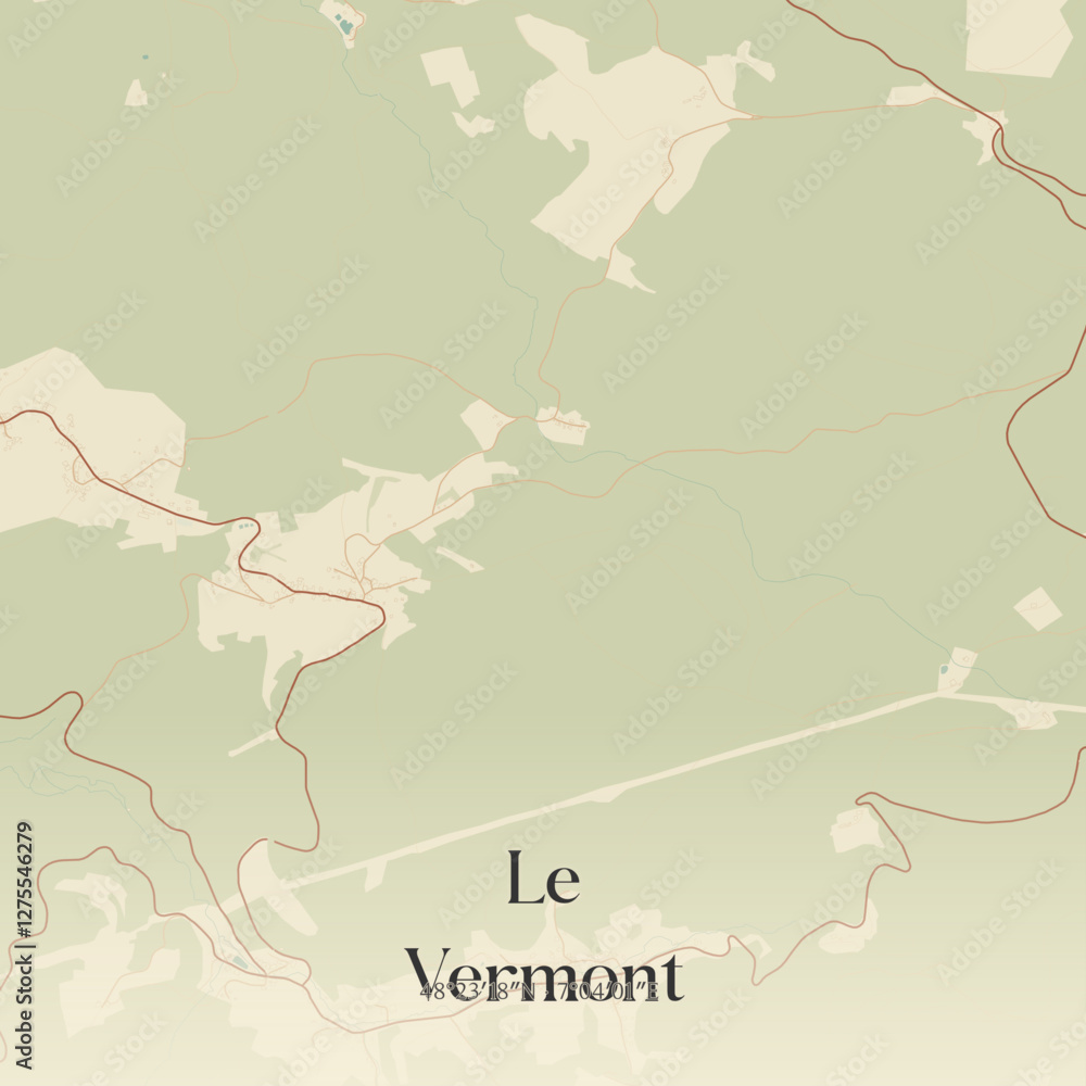 Fototapeta premium Vintage map of Le Vermont, France.
