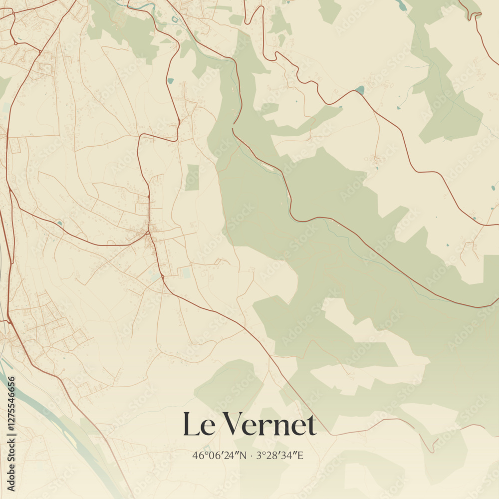 Obraz premium Vintage map of Le Vernet, France.