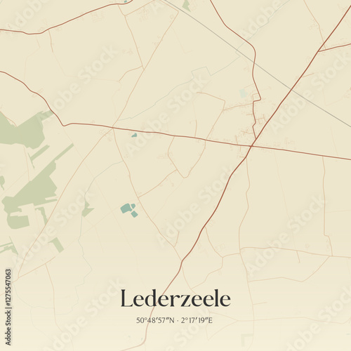 Vintage map of Lederzeele, France.