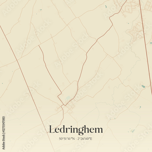 Vintage map of Ledringhem, France.