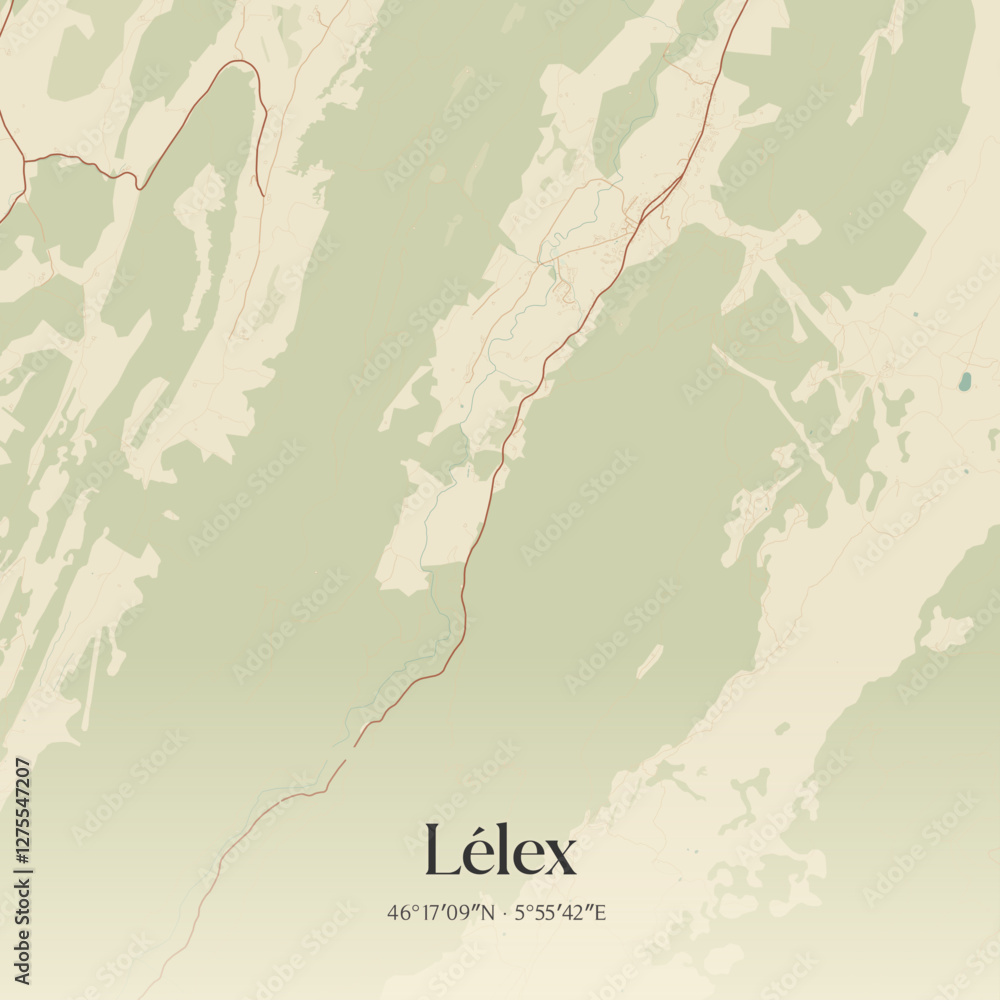 Obraz premium Vintage map of Lélex, France.