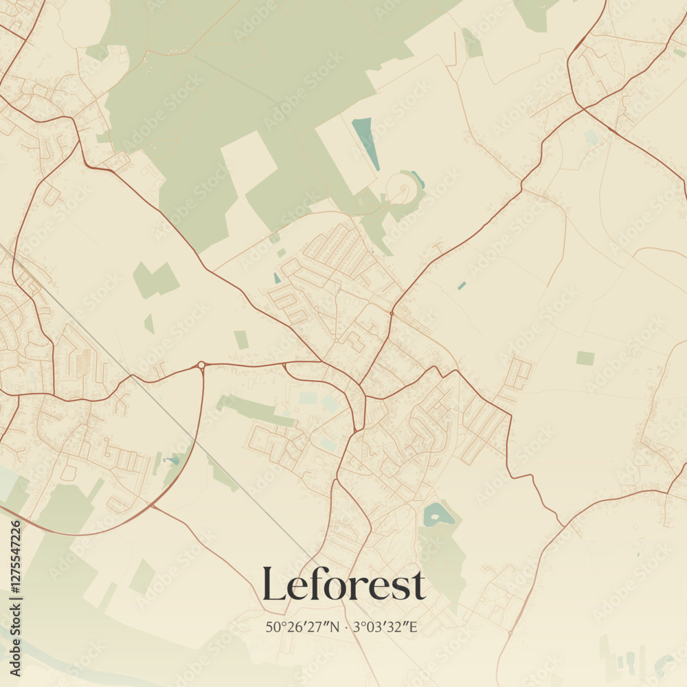 Obraz premium Vintage map of Leforest, France.