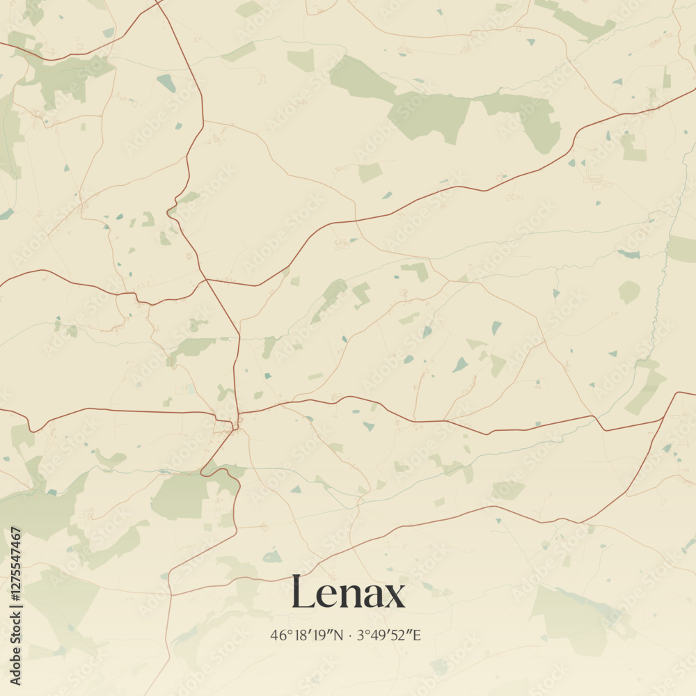 Obraz premium Vintage map of Lenax, France.