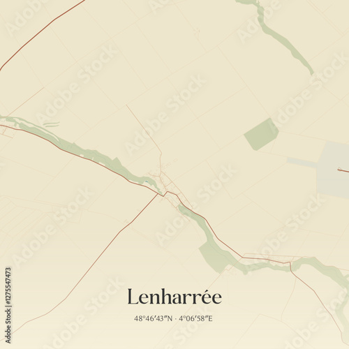Vintage map of Lenharrée, France.