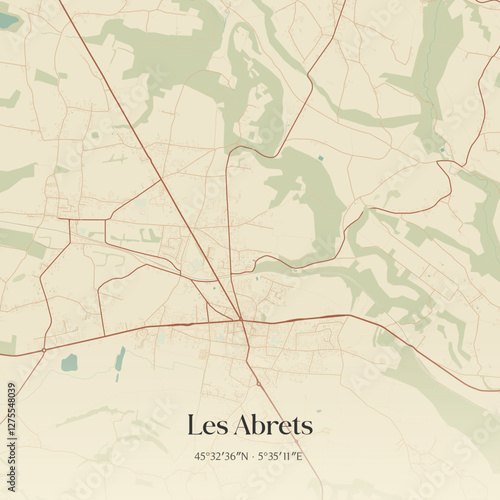 Vintage map of Les Abrets, France.